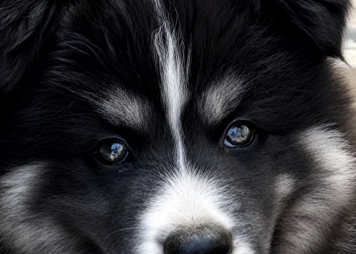 Pomsky chiot miniature Yeux vairons